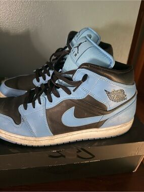 Jordan High-Top Sneakers in Black and Light Blue
